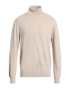 Manuel Ritz Man Turtleneck Beige Size Xxl Virgin Wool In Neutral