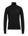 Manuel Ritz Man Turtleneck Midnight Blue Size Xxl Merino Wool In Black