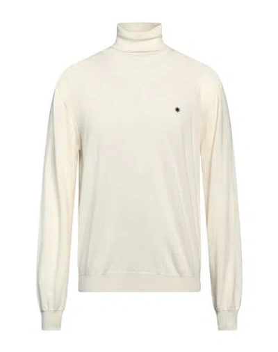 Manuel Ritz Man Turtleneck Cream Size Xl Merino Wool In White