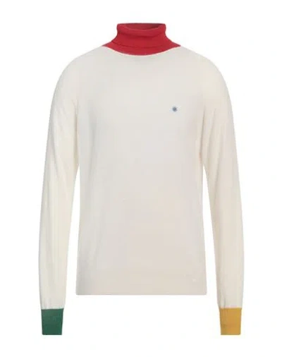 Manuel Ritz Man Turtleneck Ivory Size L Polyamide, Wool, Viscose, Cashmere In Animal Print