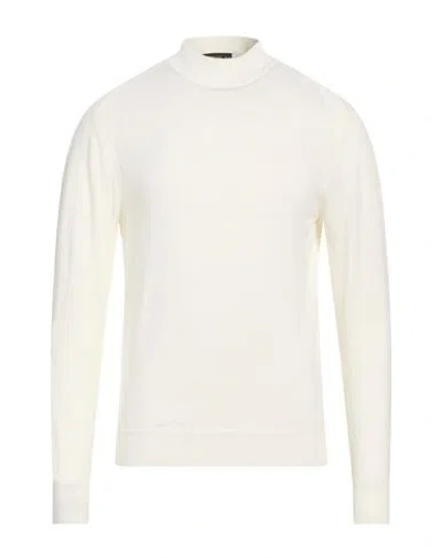Manuel Ritz Man Turtleneck Ivory Size L Virgin Wool In White