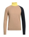 Manuel Ritz Man Turtleneck Light Brown Size Xxl Polyamide, Wool, Viscose, Cashmere In Beige