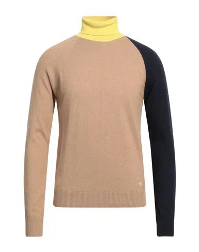 Manuel Ritz Man Turtleneck Light Brown Size Xxl Polyamide, Wool, Viscose, Cashmere In Beige