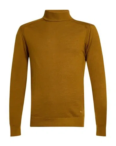 Manuel Ritz Man Turtleneck Marigold Size S Virgin Wool In Green