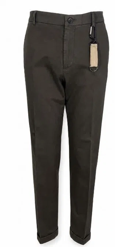 Manuel Ritz Black Cotton Elastane Trousers In Brown