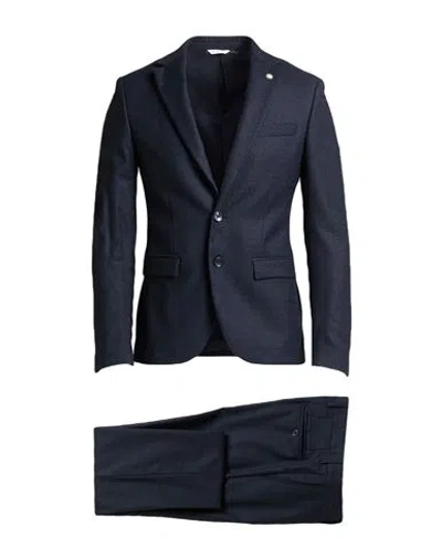 MANUEL RITZ MANUEL RITZ MARZOTTO FOR MANUEL RITZ MAN SUIT NAVY SIZE 44 VIRGIN WOOL, ELASTANE