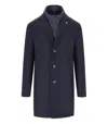 Manuel Ritz Melange Blue Coat In Blue