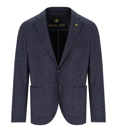 Manuel Ritz Melange Blue Single Breasted Jacket