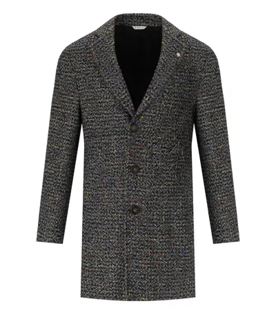 MANUEL RITZ MANUEL RITZ MELANGE GREY SINGLE BREASTED COAT