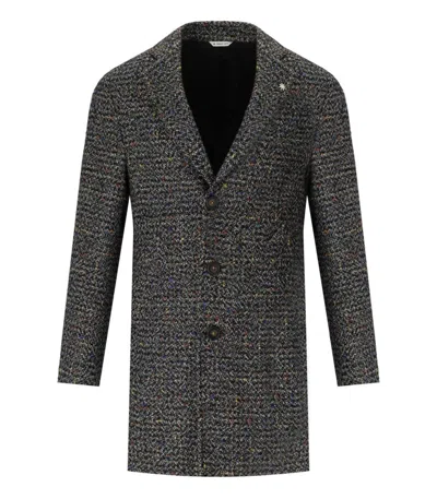 Manuel Ritz Melange Grey Single Breasted Coat In Gray