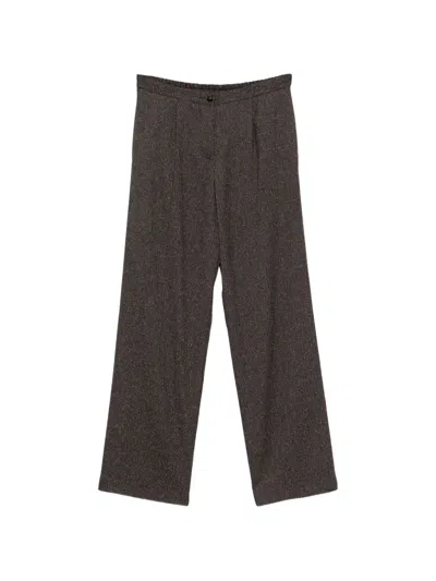Manuel Ritz Melierte Hose Mit Falten In Brown
