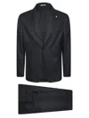 Manuel Ritz Linen Single-breasted Suit In Black