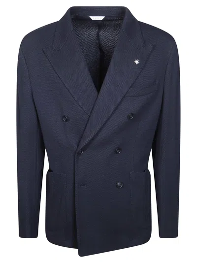 Manuel Ritz Men's Herringbone Texture Jacket In Blue