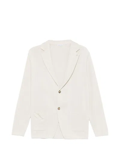Manuel Ritz Men's Knit Single-breasted Blazer In White