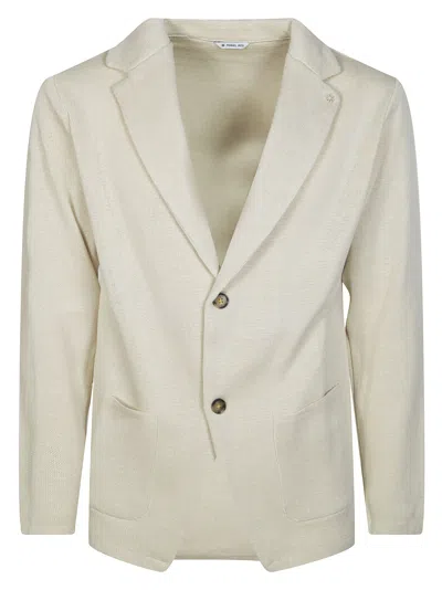 Manuel Ritz Men's Single-breasted Mini Jacket Sweater In White