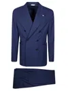 Manuel Ritz Deep Navy Double Breasted Wool Suit In Blue