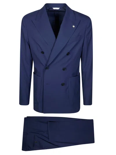 Manuel Ritz Men's Wool Suit - Ss26 Collection In Blue
