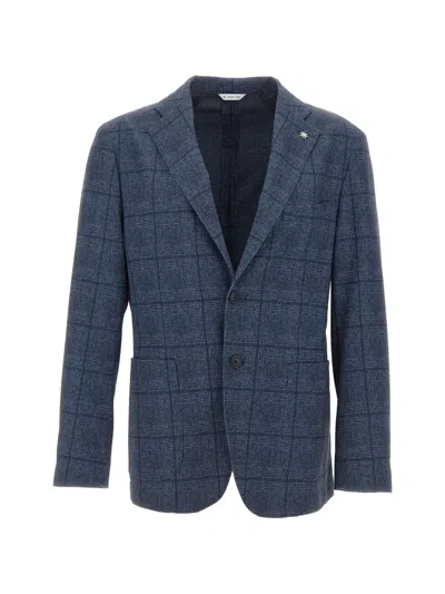 Manuel Ritz Micro-check Single-breasted Blazer In Blue