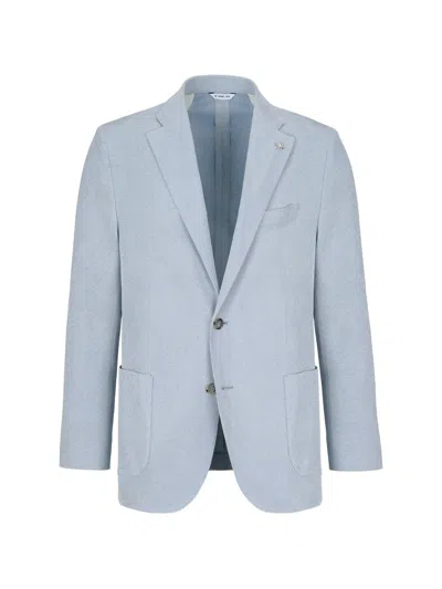 Manuel Ritz Micro-patterned Single-breasted Blazer In Blue