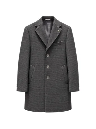 Manuel Ritz Micro-patterned Single-breasted Coat In Gray