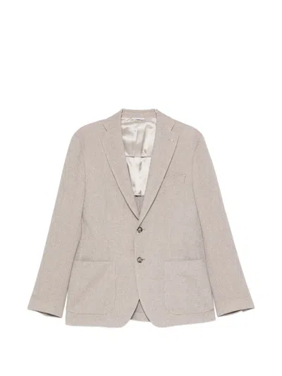 Manuel Ritz Micro-texture Blazer In Brown