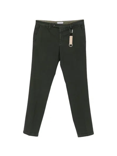 Manuel Ritz Milano Micro-pattern Slim-fit Trousers In Green