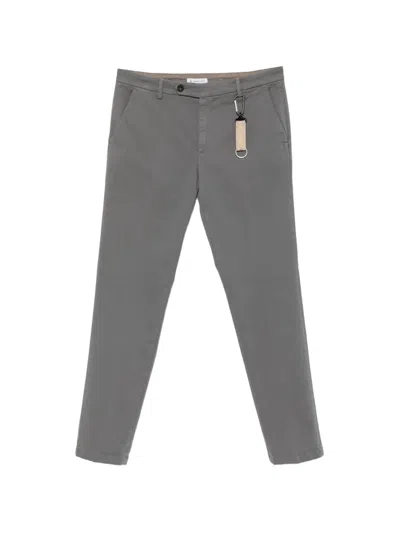 Manuel Ritz Milano Slim-fit Cotton-twill Trousers In Grey