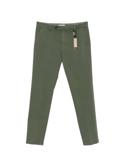 Manuel Ritz Milano Slim-fit Stretch-cotton Trousers In Green