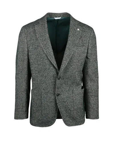 Manuel Ritz Mixed Fibers Jacket - Green In Gray