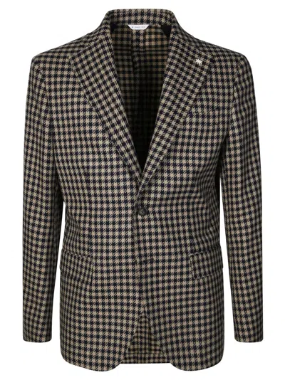 Manuel Ritz Monochrome Pied De Poule Tailored Jacket In Gray
