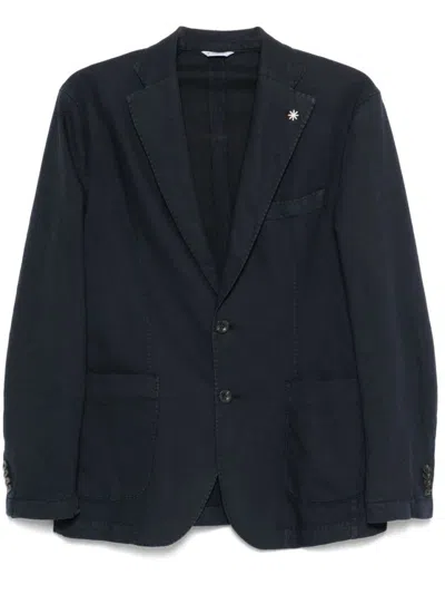 MANUEL RITZ NAVY BLUE SINGLE-BREASTED BLAZER WITH ENGLISH REAR VENTS