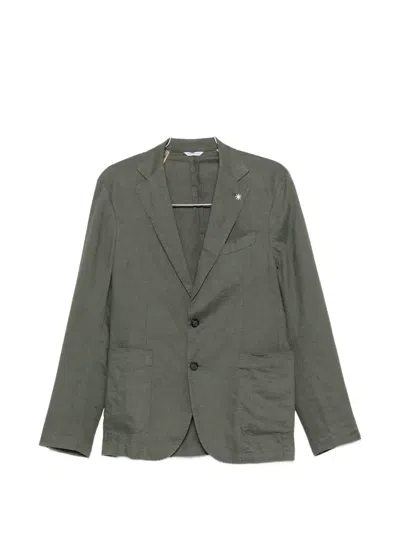 Manuel Ritz Notched-lapel Single-breasted Linen Suit In Green