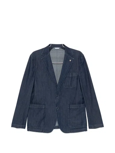 Manuel Ritz Notched-lapels Denim Jacket In Blue