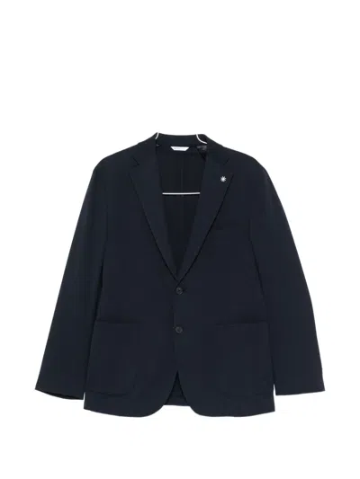Manuel Ritz Notched-lapels Patch-pockets Blazer In Blue