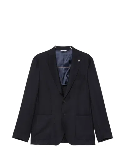 Manuel Ritz Notched-lapels Single-breasted Blazer In Black