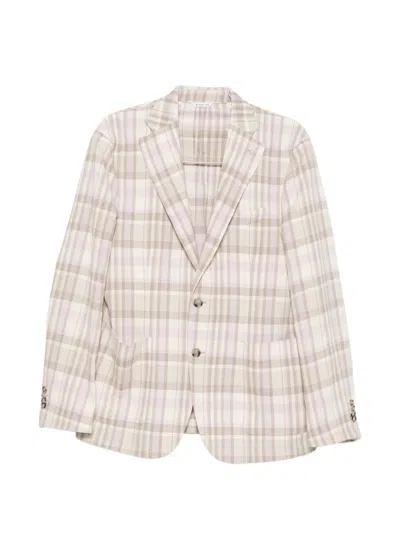 Manuel Ritz Nuvola Check-pattern Jacket In Neutral