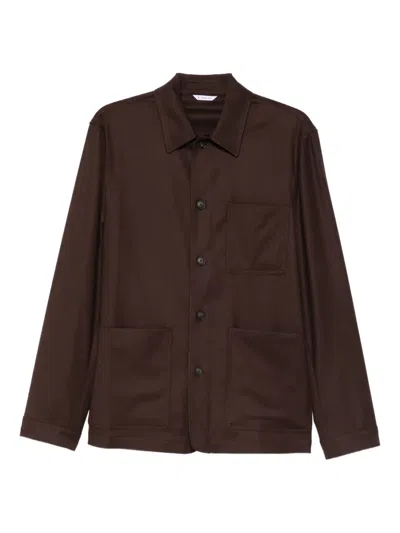 Manuel Ritz Patch-pocket Shirt Jacket In Brown