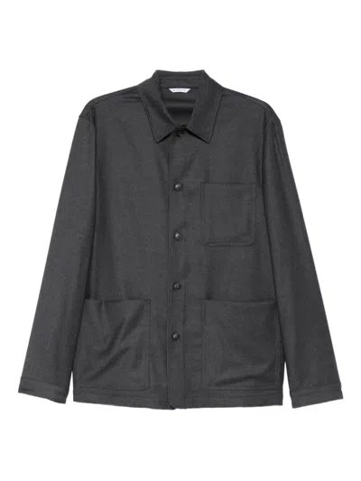 Manuel Ritz Patch-pocket Shirt Jacket In Gray