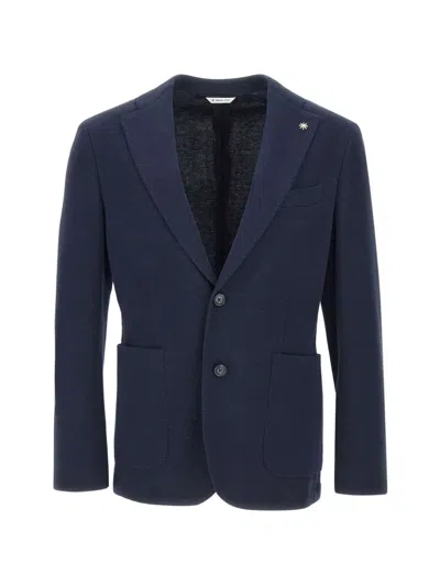 Manuel Ritz Patch-pocket Single-breasted Blazer In Blue
