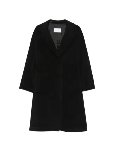 Manuel Ritz Patch-pocket Buttoned Coat In Black