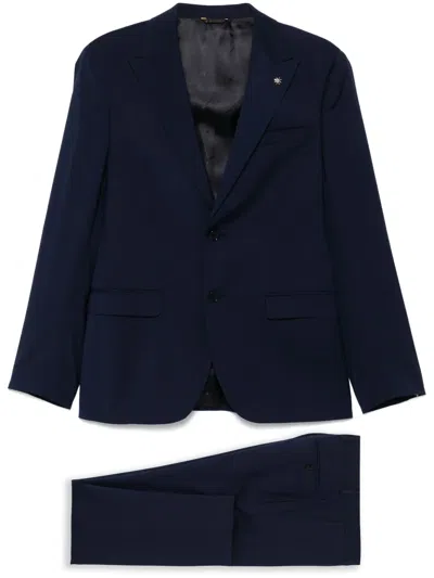Manuel Ritz Peak-lapel Suit In Blue