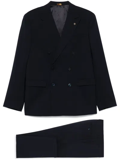 Manuel Ritz Peak-lapel Suit In Blue