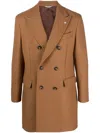 Manuel Ritz Peak-lapels Double-breasted Coat In Brown