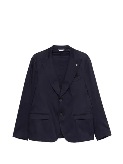 Manuel Ritz Peak-lapel Button-fastening Blazer In Blue