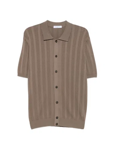 Manuel Ritz Perforated-knit Sweater In Brown