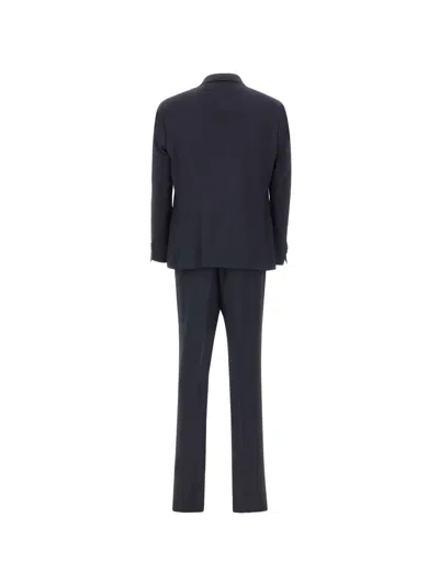 Manuel Ritz Pin Flap Pockets Suit In Blue