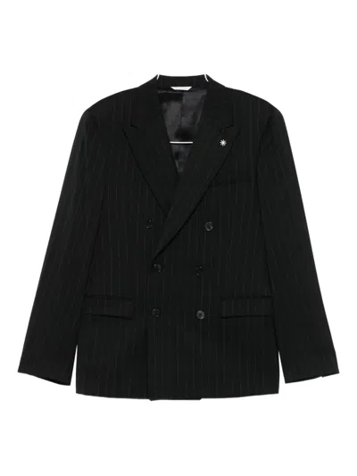Manuel Ritz Pinstripe Blazer In Black