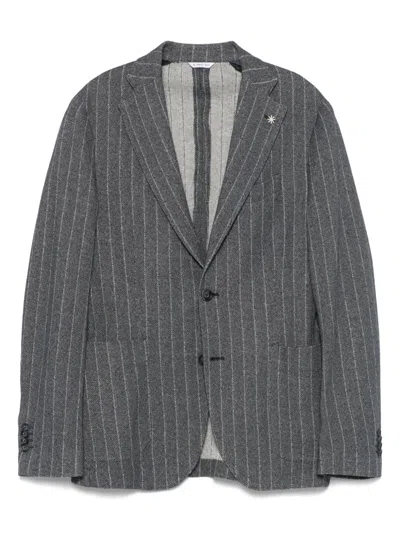 Manuel Ritz Pinstripe Blazer In Blue