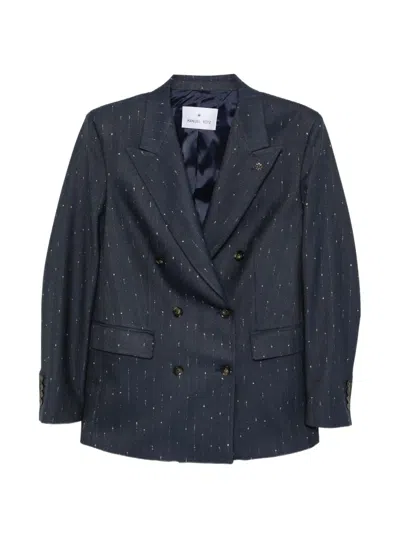 Manuel Ritz Pinstripe Double-breasted Jacket In Blue