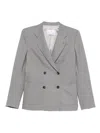 Manuel Ritz Pinstripe-print Double-breasted Blazer In Gray